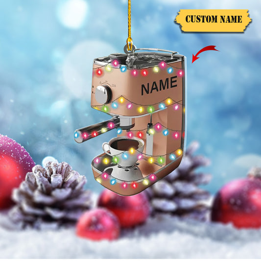 Personalized Coffee Machine Car Ornament, Coffee Barista Christmas Ornament, Ornament Decoration, Ornament For Gift, Ornament Christmas