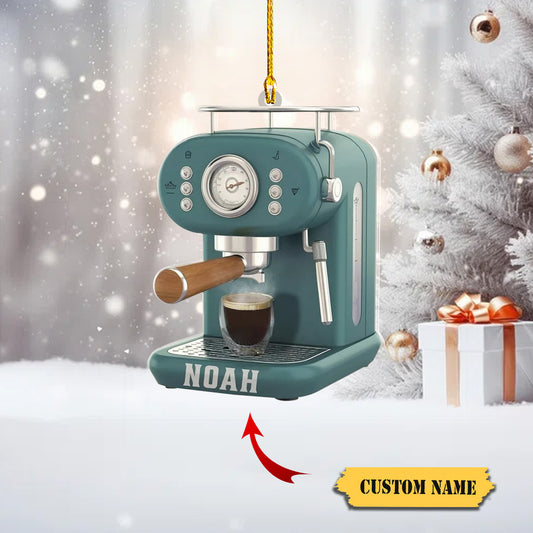 Personalized Coffee Machine Ornament Coffee Tool Flat Printed Ornament Coffee, Ornament Decoration, Ornament For Gift, Ornament Christmas
