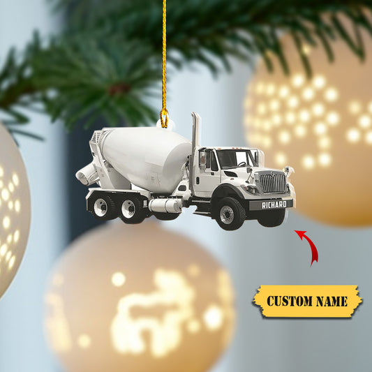 Personalized Concrete Mixer Truck Flat Ornaments, Concrete Mixing Transport Truck Custom Christmas Ornament, Gift For Friends 2D NOT 3D, Ornament Decoration, Ornament For Gift, Ornament Christmas