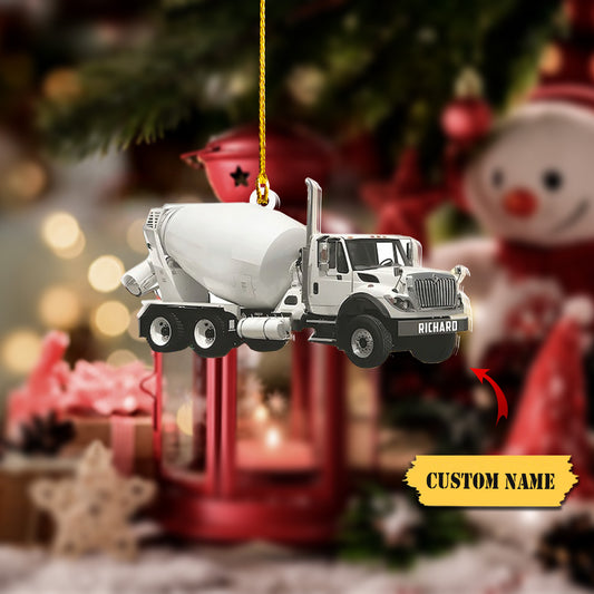Personalized Concrete Mixer Truck Flat Ornaments, Concrete Mixing Transport Truck Custom Christmas Ornament, Gift For Friends 2D NOT 3D, Ornament Decoration, Ornament For Gift, Ornament Christmas