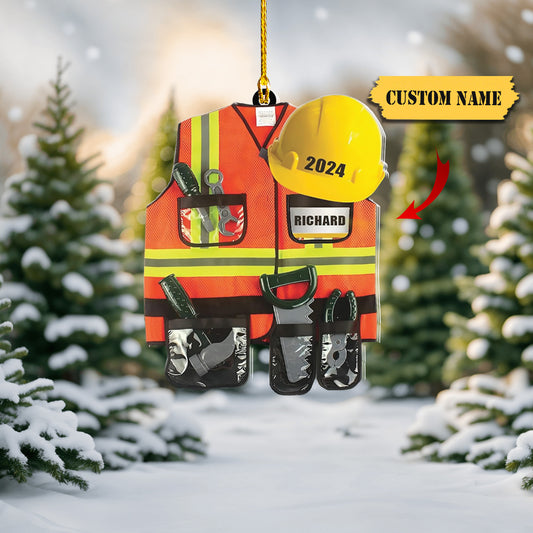 Personalized Construction Ornament Construction Worker Christmas Ornaments Construction Hard Hat Ornament Xmas Construction Worker Gifts Constru, Ornament Decoration, Ornament For Gift, Ornament Christmas