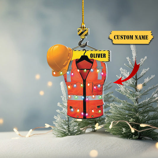 Personalized Construction Ornament Construction Worker Christmas Ornaments Construction Hard Hat Ornament Xmas Construction Worker Gifts43456, Ornament Decoration, Ornament For Gift, Ornament Christmas