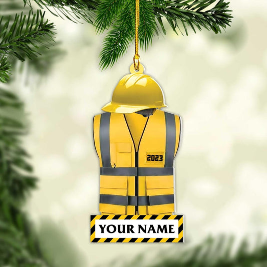 Personalized Construction Worker Christmas Ornament, Personalized Ornament Excavator Christmas Tree Ornament 2, Ornament Decoration, Ornament For Gift, Ornament Christmas