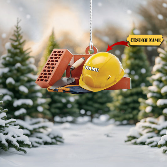 Personalized Construction Worker Christmas Ornament, Personalized Ornament Excavator Christmas Tree Ornament 3, Ornament Decoration, Ornament For Gift, Ornament Christmas