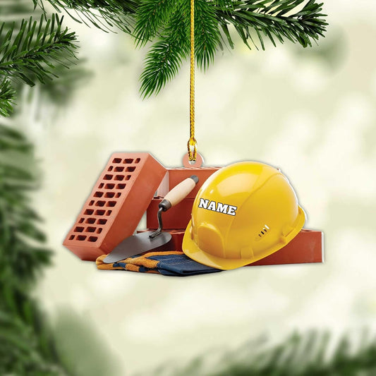 Personalized Construction Worker Christmas Ornament, Personalized Ornament Excavator Christmas Tree Ornament 3, Ornament Decoration, Ornament For Gift, Ornament Christmas