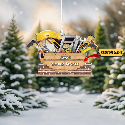 Personalized Construction Worker Christmas Ornament, Personalized Ornament Excavator Christmas Tree Ornament 4, Ornament Decoration, Ornament For Gift, Ornament Christmas