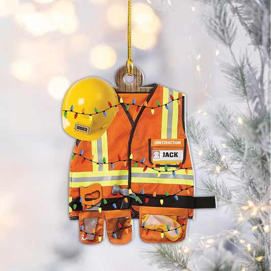 Personalized Construction Worker Christmas Ornament, Personalized Ornament Excavator Christmas Tree Ornament, Ornament Decoration, Ornament For Gift, Ornament Christmas