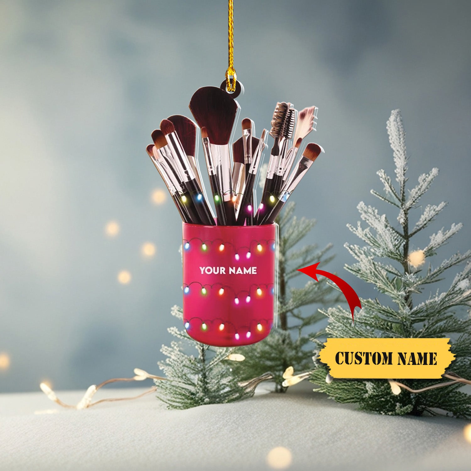 Personalized Cosmetic Christmas Ornament, Make Up Artist Xmas Ornament, Ornament Decoration, Ornament Christmas