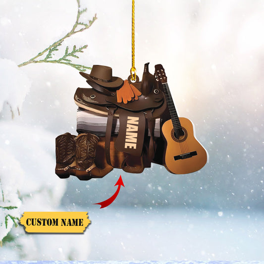 Personalized Cowboy Christmas Ornaments, Cowboy Boots and Hat Ornament for Cowboy, Saddle Ornament, Cowboy Cowgirl Horseback Riding Ornament Tree 454, Ornament Decoration, Ornament For Gift, Ornament Christmas