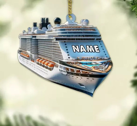 Personalized Cruise Ship Acrylic Ornament, Custom Shape Flat Ornaments,, Ornament Decoration, Ornament For Gift, Ornament Christmas