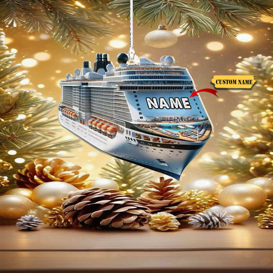 Personalized Cruise Ship Acrylic Ornament, Custom Shape Flat Ornaments,, Ornament Decoration, Ornament For Gift, Ornament Christmas