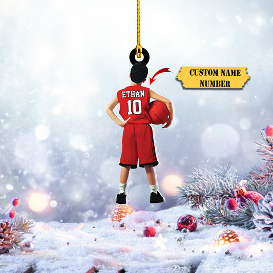 Personalized customized kids play basketball Acrylic Ornament, gift for basketball lovers, Ornament Decoration, Ornament For Gift, Ornament Christmas