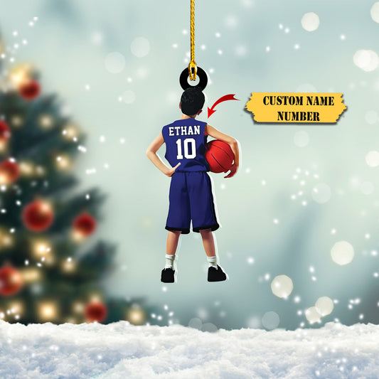 Personalized customized kids play basketball Acrylic Ornament, gift for basketball lovers, Ornament Decoration, Ornament For Gift, Ornament Christmas