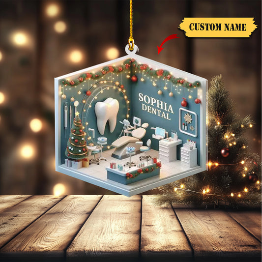 Personalized Dental 2D Flat Printed Acrylic Ornament Not 3D, Dentist Christmas5645645, Ornament Decoration, Ornament For Gift, Ornament Christmas