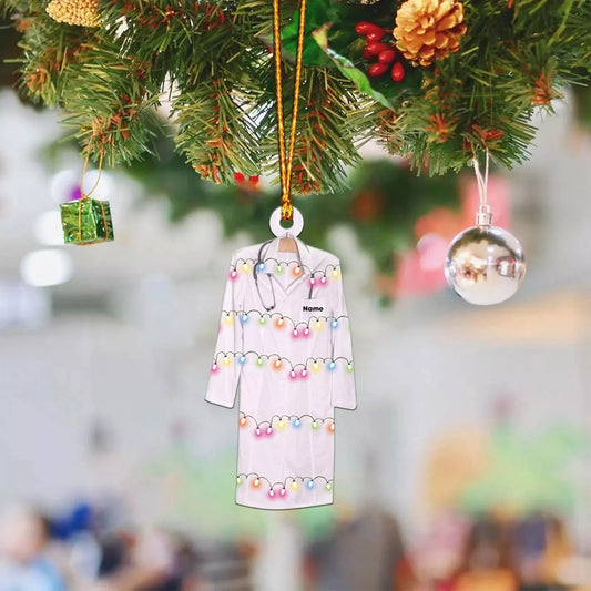 Personalized Doctor Coat with a stethoscope Ornament, Doctor Uniform Christmas, Ornament Decoration, Ornament For Gift, Ornament Christmas