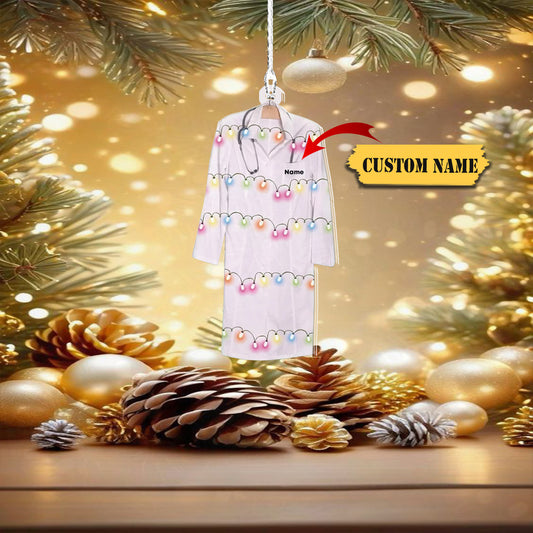Personalized Doctor Coat with a stethoscope Ornament, Doctor Uniform Christmas, Ornament Decoration, Ornament For Gift, Ornament Christmas