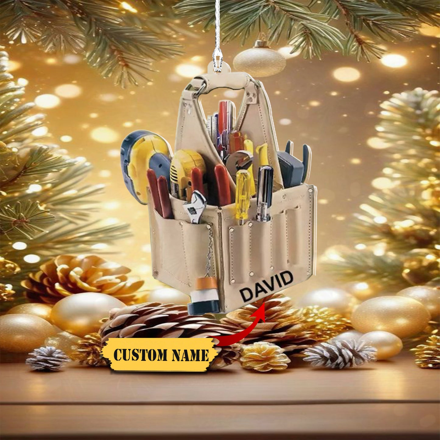Personalized Electrician Tool Bag Christmas Ornament, 2D Flat Acrylic, Ornament For Him, Gift For Him, Ornament Christmas