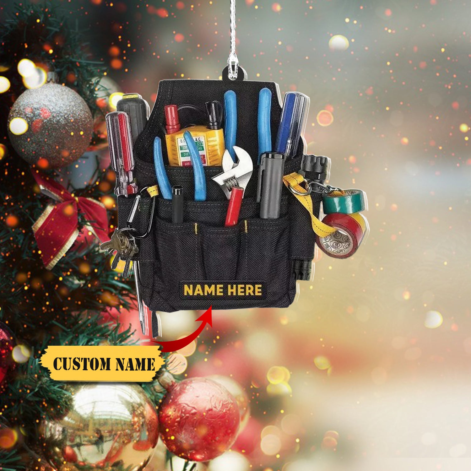 Personalized Electrician Tool Bag Christmas Ornament Tool Bag Ornament Electri, Ornament For Him, Gift For Him, Ornament Christmas
