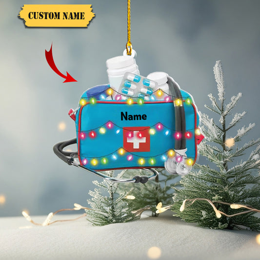 Personalized EMT Bag Ornament, Blue EMT Bag Ornament, Xmas Car Ornament, Ornament Decoration, Ornament For Gift, Ornament Christmas