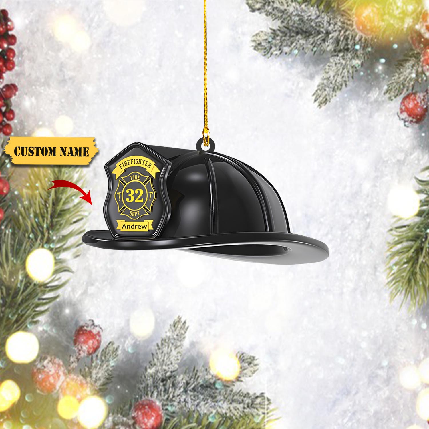 Personalized Firefighter Helmets Christmas Ornaments, Pride Firefighter, Firefighter Christmas Gift, Ornament Decoration, Ornament Christmas