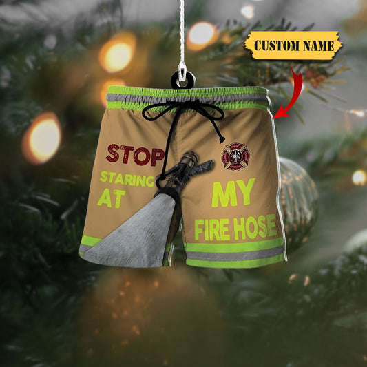 Personalized Firefighter Swim Trunks Ornament, Shaped Ornament Christmas, Ornament Decoration, Ornament Christmas