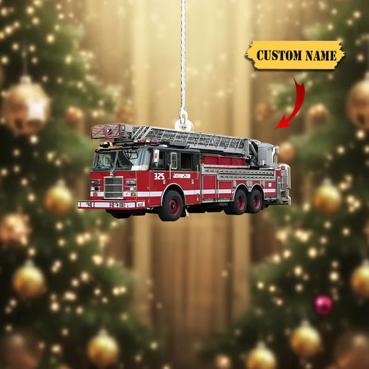 Personalized Firefighter Truck Acrylic Ornament For Fireman, Christmas Firefighter Ornament, Ornament Decoration, Ornament Christmas