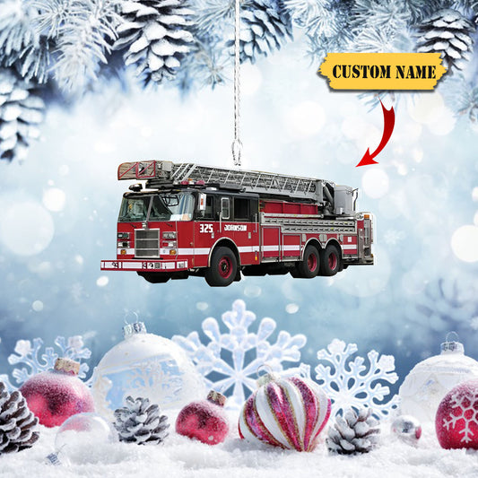 Personalized Firefighter Truck Acrylic Ornament For Fireman, Christmas Firefighter Ornament, Ornament Decoration, Ornament Christmas