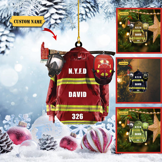 Personalized Firefighter Uniform Ornament, Christmas Gift for Firefighter, Ornament Decoration, Ornament Christmas