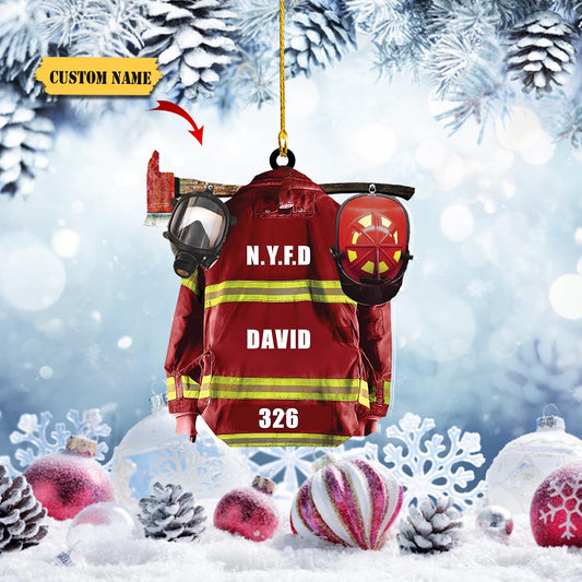Personalized Firefighter Uniform Ornament, Christmas Gift for Firefighter, Ornament Decoration, Ornament Christmas