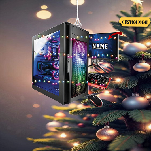 Personalized Gaming Computer Christmas Light Ornament, Gaming Christmas Ornament, Gamer Computer Ornament, Gaming Lover Ornament Gift, Ornament Decoration, Ornament For Gift, Ornament Christmas