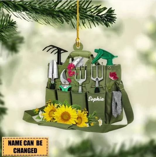 Personalized Gardening Girl Carry Bag Acrylic Ornament, Christmas Gift for56756755, Ornament Decoration, Ornament For Gift, Ornament Christmas