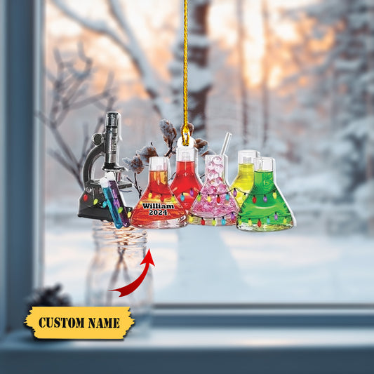 Personalized Glass Chemistry Christmas Ornament 2D Flat Acrylic Orrnament, Ornament Decoration, Ornament For Gift, Ornament Christmas