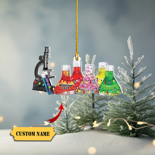 Personalized Glass Chemistry Christmas Ornament 2D Flat Acrylic Orrnament, Ornament Decoration, Ornament For Gift, Ornament Christmas