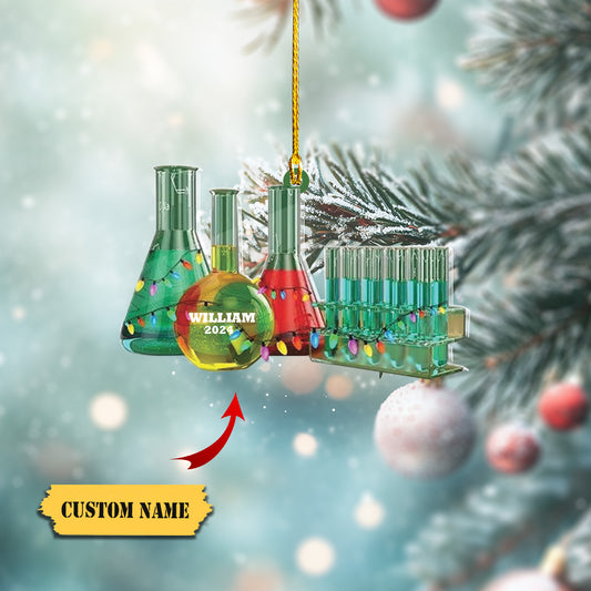 Personalized Glass Chemistry Christmas Ornament 2D Flat Acrylic Orrnament54564, Ornament Decoration, Ornament For Gift, Ornament Christmas