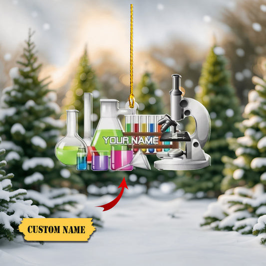 Personalized Glass Chemistry Ornament, Biological Science Flat Acrylic9998, Ornament Decoration, Ornament For Gift, Ornament Christmas