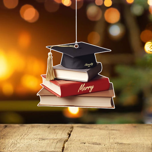 Personalized Graduation Cap Ornament With Books, Graduation Ornament, High School Graduation Gifts, Gifts for Graduate, Congraduations Gift, Ornament Decoration, Ornament For Gift, Ornament Christmas