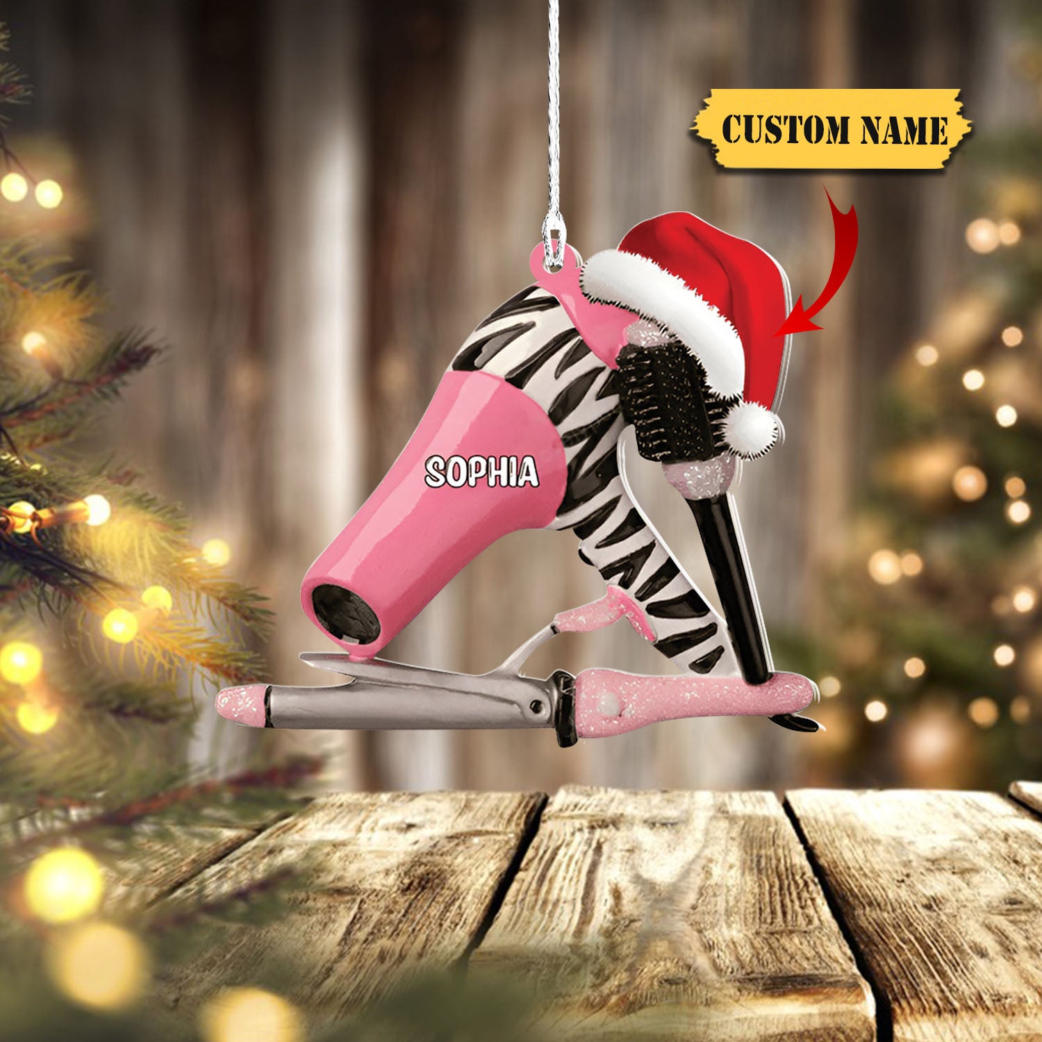 Personalized Hair Dryer Hair Brush And Hair Curler Christmas Ornament Gift For Barber, Ornament Decoration, Ornament Christmas