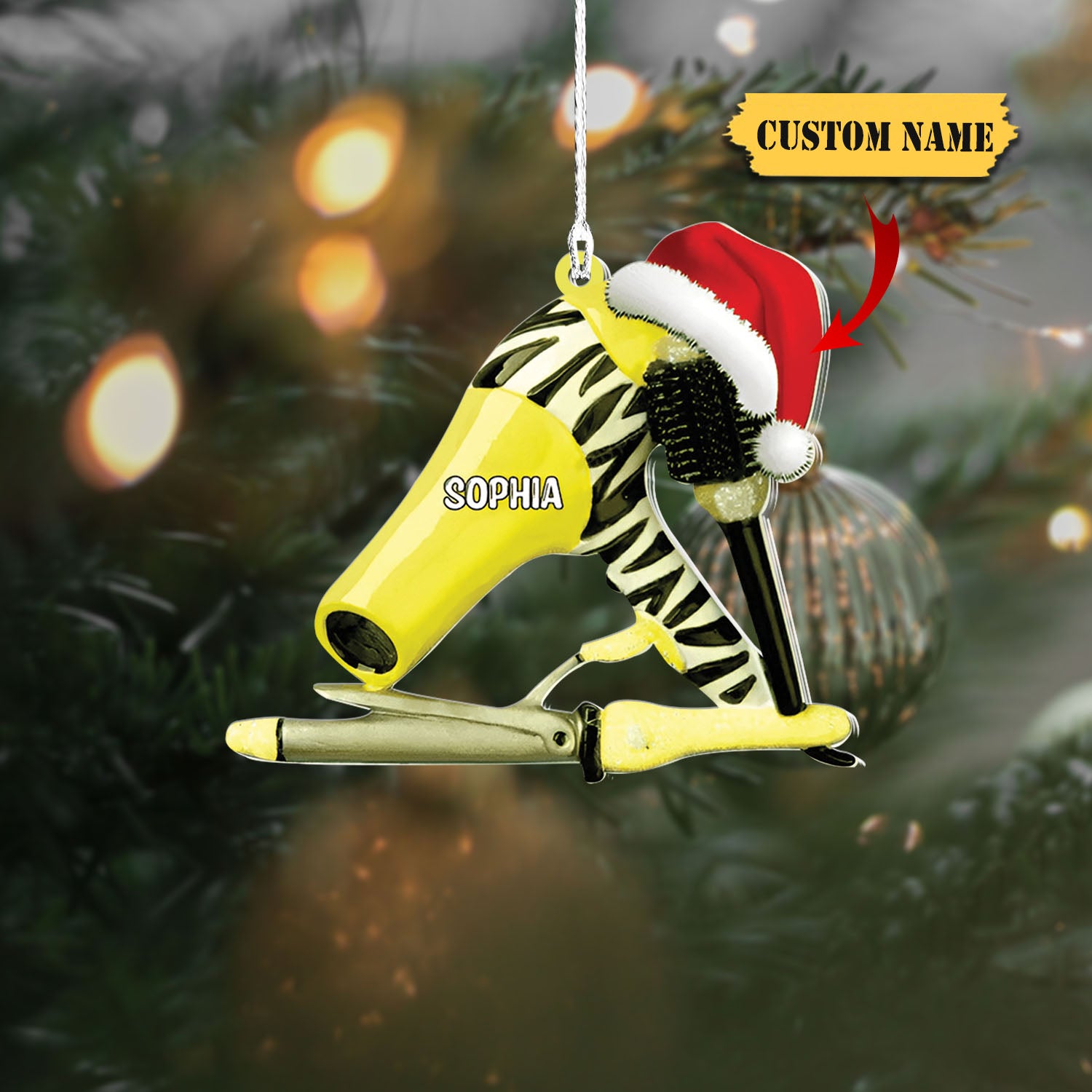 Personalized Hair Dryer Hair Brush And Hair Curler Christmas Ornament Gift For Barber, Ornament Decoration, Ornament Christmas