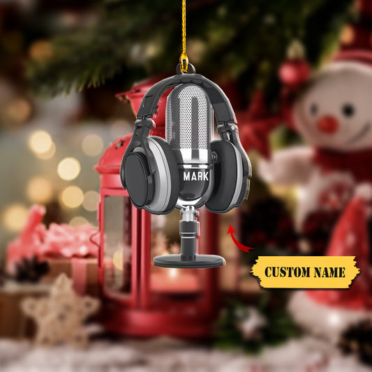 Personalized Headphone Christmas Ornament, Headphone Microphone Car Ornament, Ornament Decoration, Ornament For Gift, Ornament Christmas