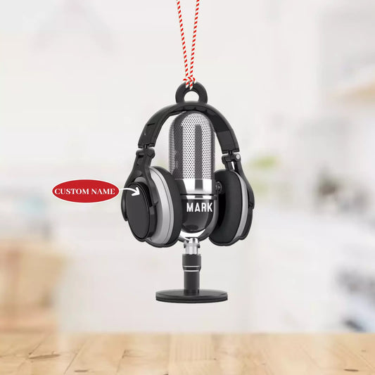 Personalized Headphone Christmas Ornament, Headphone Microphone Car Ornament, Ornament Decoration, Ornament For Gift, Ornament Christmas