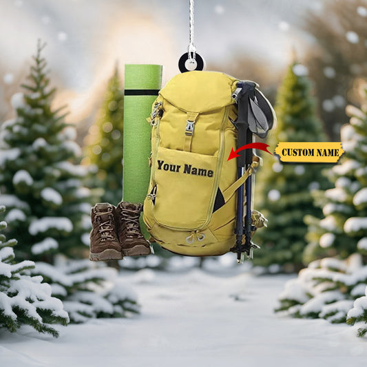 Personalized Hiking Bag Ornaments, Hiking Bag Christmas Ornament, Camping Lover, Ornament Decoration, Ornament For Gift, Ornament Christmas