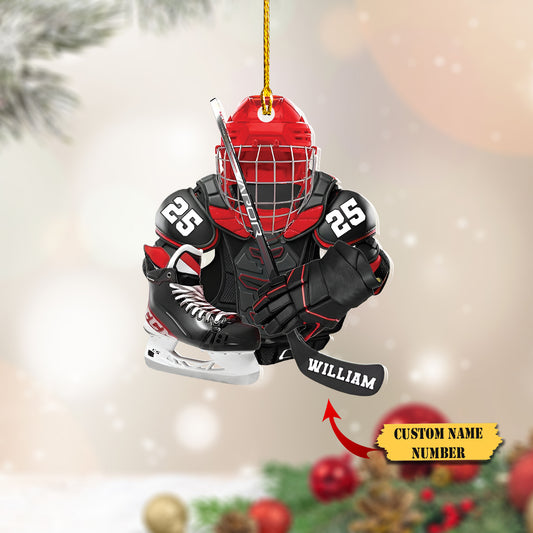 Personalized Hockey Equipment Christmas Shape Acrylic Ornament, Gift For Hockey Lover Hockey Players, Ornament Decoration, Ornament For Gift, Ornament Christmas