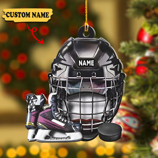 Personalized Hockey Helmet Custom Name Ornament Shaped Ornament, Ornament Decoration, Ornament For Gift, Ornament Christmas
