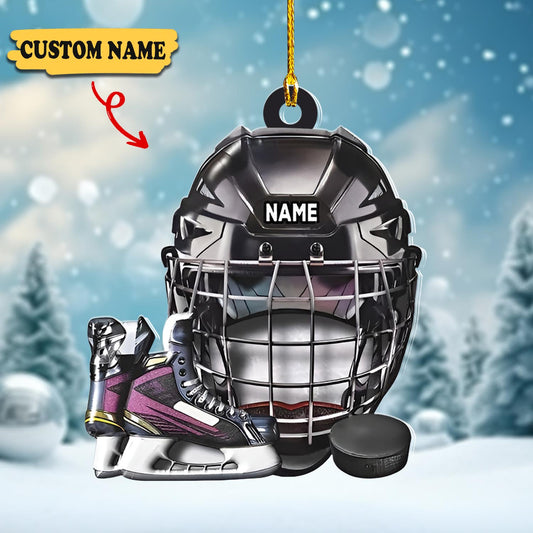 Personalized Hockey Helmet Custom Name Ornament Shaped Ornament, Ornament Decoration, Ornament For Gift, Ornament Christmas
