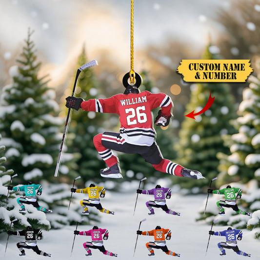 Personalized hockey ornament, Christmas gift for hockey players, Ornament Decoration, Ornament For Gift, Ornament Christmas