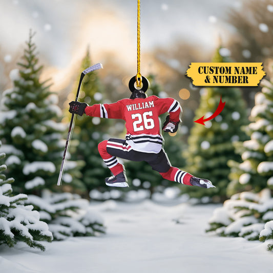 Personalized hockey ornament, Christmas gift for hockey players, Ornament Decoration, Ornament For Gift, Ornament Christmas