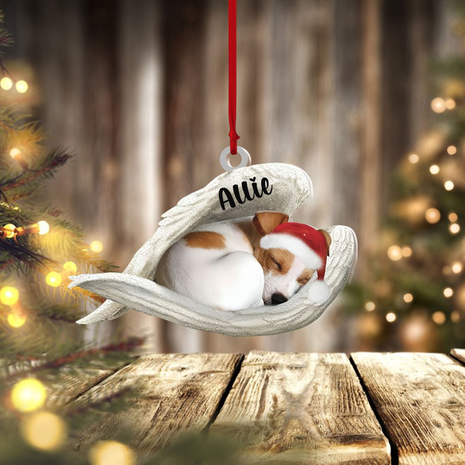 Personalized Jack Russell Terrier Sleeping Angel Christmas Flat Acrylic Dog Ornament Dog Gift, Ornament Decoration, Ornament Christmas - TeeZworldVN