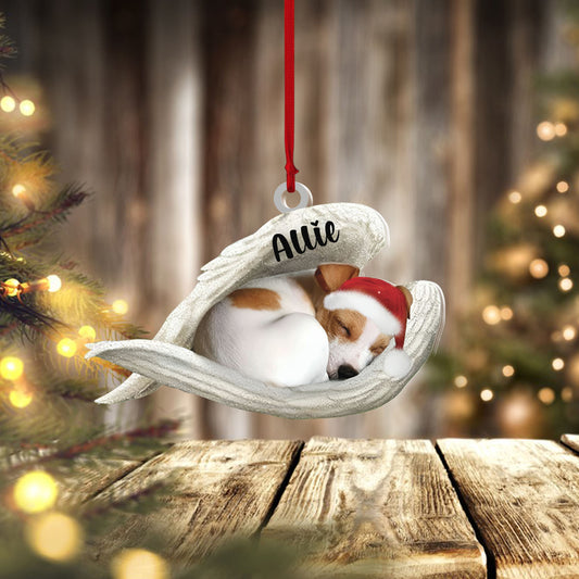 Personalized Jack Russell Terrier Sleeping Angel Christmas Flat Acrylic Dog Ornament Dog Gift, Ornament Decoration, Ornament Christmas - TeeZworldVN
