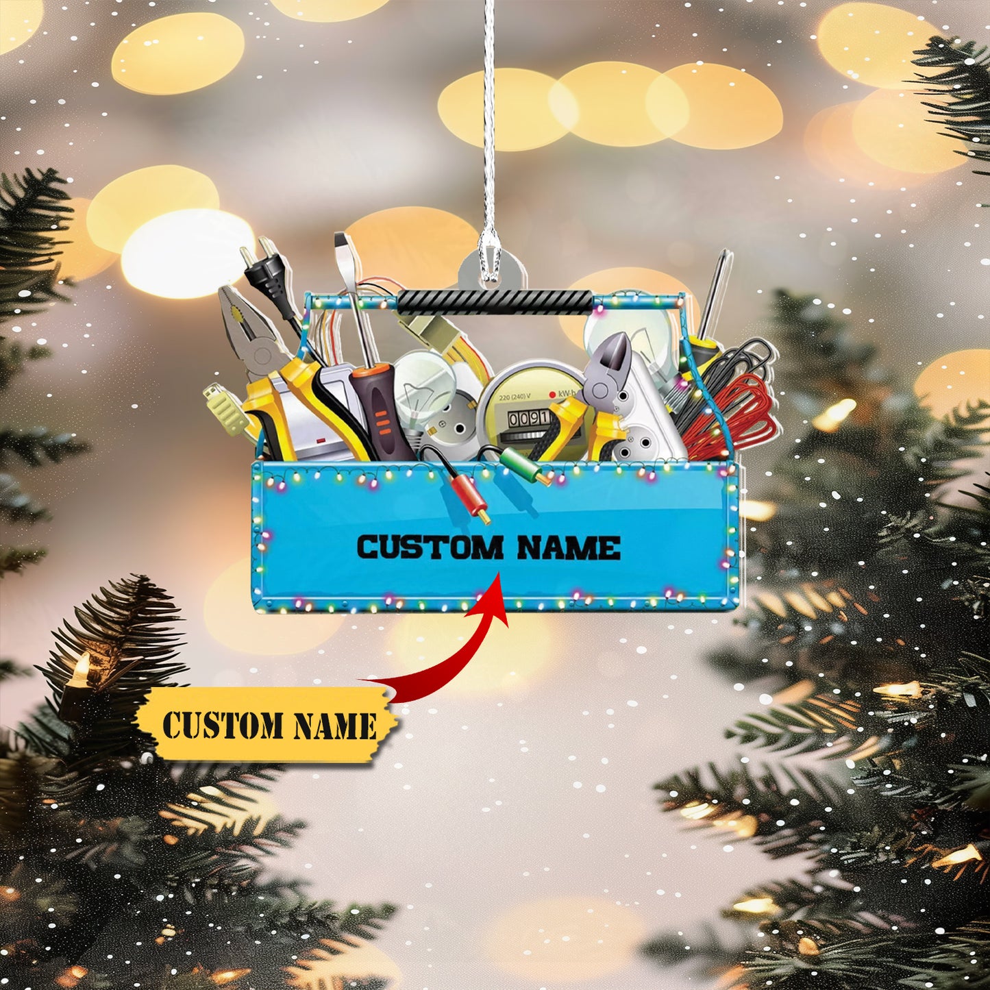 Personalized Lineman Ornament Electrician Christmas Ornament Journeyman Ornament 2, Ornament For Him, Gift For Him, Ornament Christmas