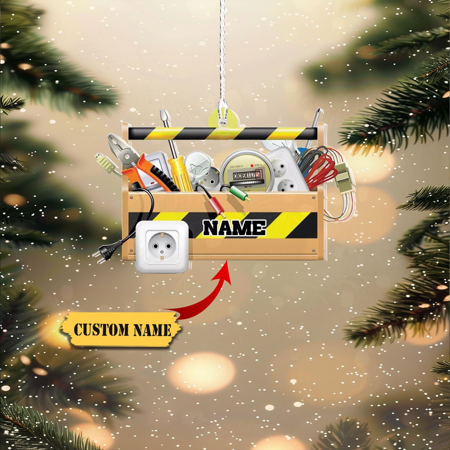 Personalized Lineman Ornament Electrician Christmas Ornament Journeyman Ornament 3, Ornament For Him, Gift For Him, Ornament Christmas